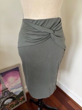 Splendid Olive Gray Twist-Waist Pencil Skirt XS